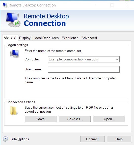 Remote Desktop Options