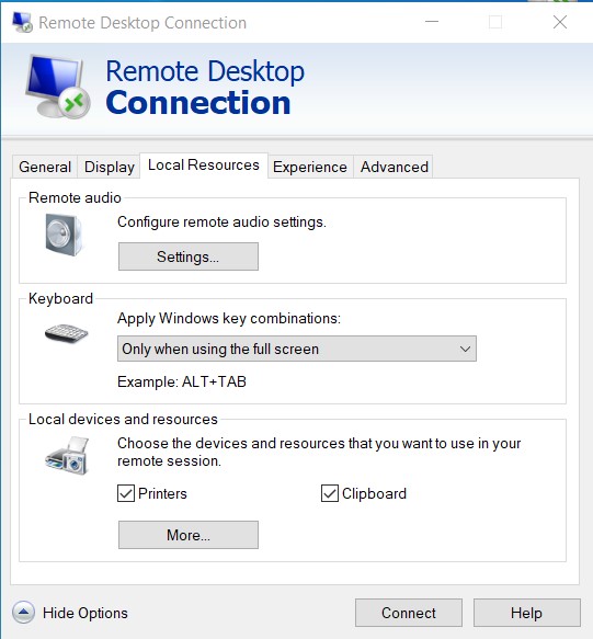 Remote Desktop Local Resources